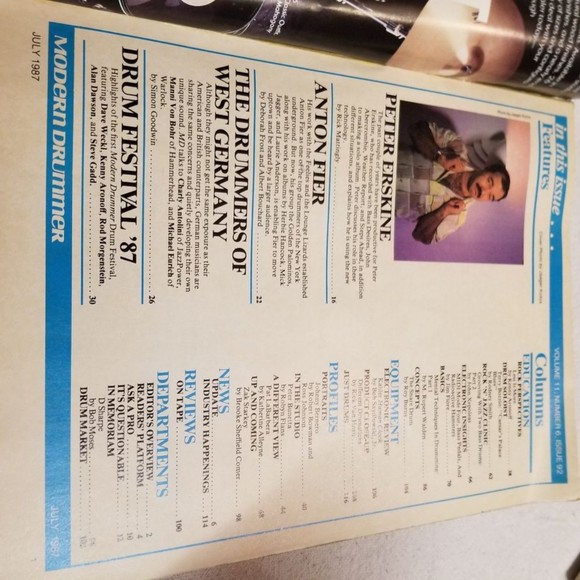 July 1987 Modern Drummer mag Peter Erskine Anton Fier - Picture 9 of 10